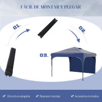 Outsunny Carpa Plegable 3x3 m Altura Ajustable Cenador de Jardín con Lateral Desmontable Techo de Ventilación 4 Sacos de Arena y Bolsa de Transporte para Camping Fiestas Blanco - details 4