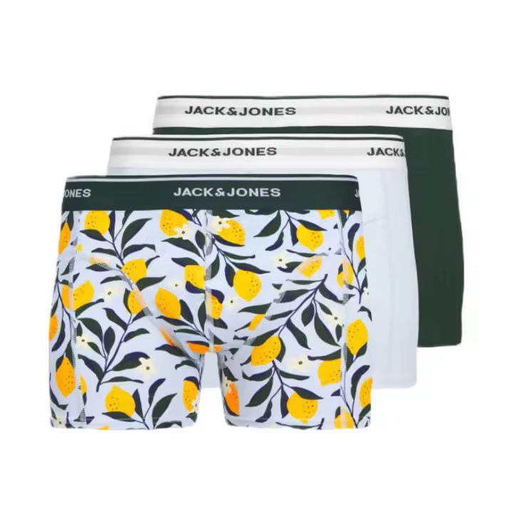 Jack & Jones Hombre Pack 3 Boxer calzoncillos ropa Interior Composición 95% Algodón y 5% poliester , cintura elástica - 1