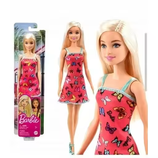 Barbie Fashionista Muñeca rubia con vestido rojo de mariposa regalo para nina,cumpleano,-mattel - 1