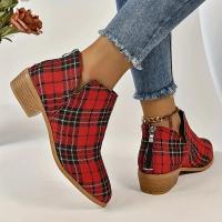 Botas De Tobillo Para Mujer Estampado Navideño Rojo Retro Con Cierre De Cremallera Botines Chelsea Con Plataforma Exterior Clásicos Zapatos De Invierno Talla Verdadera - details 2
