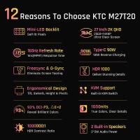 KTC Monitor Gaming 27 Pulgadas Monitor 2K/4K, 165Hz/180Hz/240Hz, 1ms, WQHD 2560x1440, Freesync & G-sync, 147% sRGB, HDR, Pantalla de reducción de luz Azul, VESA DP1.4/HDMI 2.0 USB3.0, For FPS MOBA RPG MMO RTS RAC Gaming, H27S17/H27T22/M27T20/H27P22S/G27P - details 25