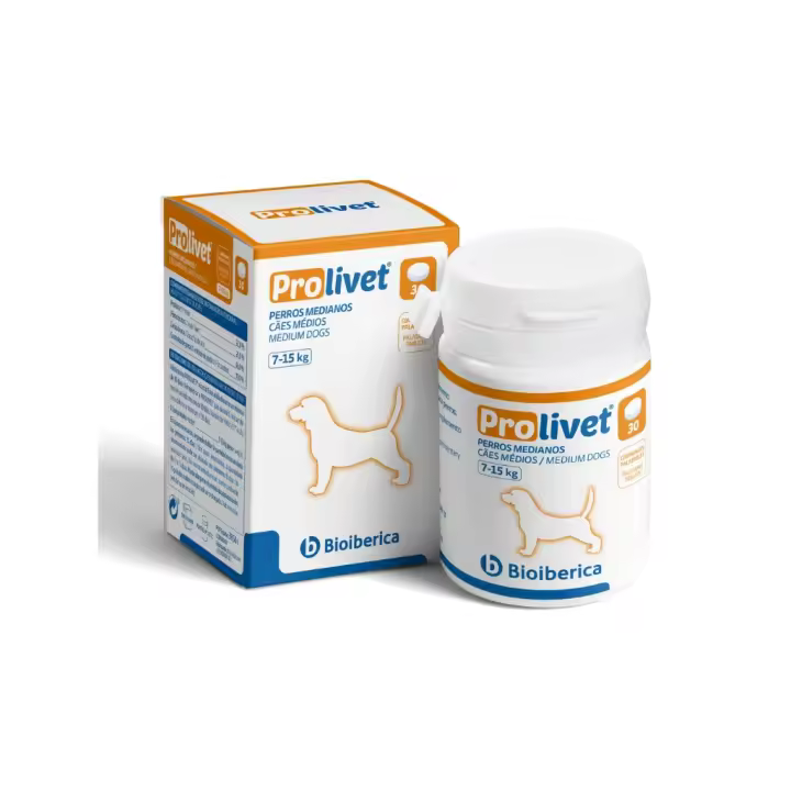 BIOIBERICA - Prolivet (30 Comprimidos) - Alimento complementario para ayudar a mantener la Función Hepática en Perros Medianos (7-15 kg) - 1