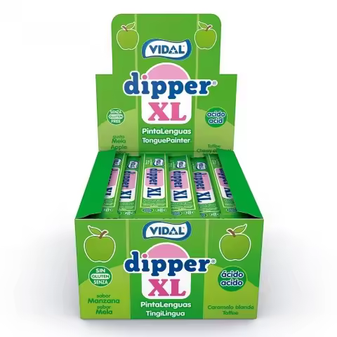 Dipper Caramelos Masticables de Manzana Vidal Sin Gluten - 100 Unidades - 1
