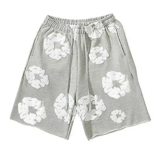 Summer Men Shorts Flower Print Drawstring Elastic Waist Loose Pockets Pleated Vacation Beach Sport Casual Homewear Short Pants - 1