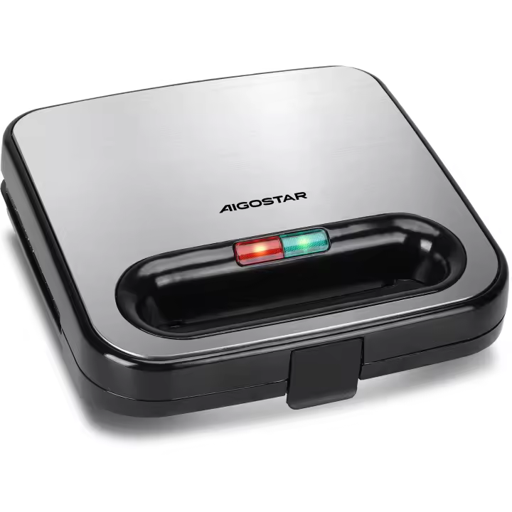 AIGOSTAR sandwicheras（Revestimiento Cerámico Antiadherente, Luces Indicadoras, Asa de Toque Frío, Almacenamiento Vertical, 750W） - 1