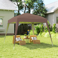 Outsunny Carpa Plegable 2,4x2,4 m, Pop-up, Cenador Pabellón de Jardín, Altura Ajustable con Bolsa de Transporte, Anti-UV, Impermeable, Gazebo para Camping, Fiestas, Exterior, Café - details 1