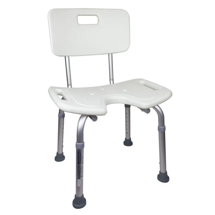 Mobiclinic Silla de baño Marisma Taburete de Ducha Marca Española Asiento en U Ortopédica Altura Regulable con Respaldo Conteras Antideslizantes para Personas Mayores Movilidad Reducida - 1