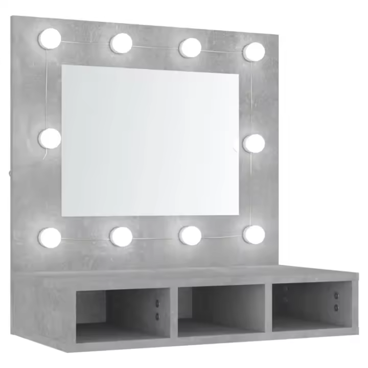 Mueble con Espejo y Luces LED gris Hormigón 60x31,5x62 cm - 1