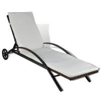 vidaXL Tumbona con cojín y ruedas ratán sintético Marrón, Negro, Antracita Sillas de Exterior Ideal para jardín, playa, piscina, terraza Tumbona Piscina Tumbonas Playa Tumbonas Jardín Exterior - details 2