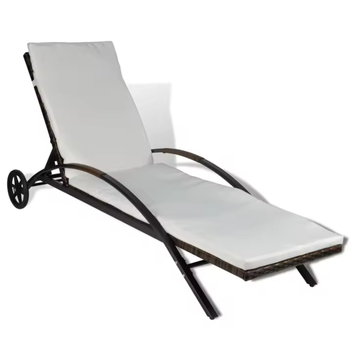 vidaXL Tumbona con cojín y ruedas ratán sintético Marrón, Negro, Antracita Sillas de Exterior Ideal para jardín, playa, piscina, terraza Tumbona Piscina Tumbonas Playa Tumbonas Jardín Exterior - 1