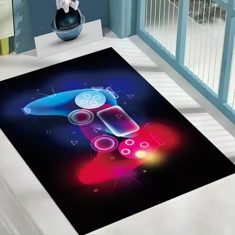 Alfombra moderna para dormitorio de gamer, 120 x 160 cm, diseño de controlador de grafiti 3D, alfombra para dormitorio infantil - 1