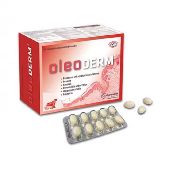Oleoderm para Piel y Pelaje Sano en Mascotas PHARMADIET 60 cápsulas - 1