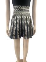 Vestido Mini De Oficina Para Mujer Estampado Y Elástico De Tenis Con Cuello Redondo Y Falda Plisada Casual Middle Age Polyester - details 50
