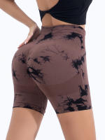 Shorts De Yoga Para Mujer Cintura Alta Sin Costuras Tie-Dye Elásticos Altos Transpirables Leggings De Gimnasio - details 26