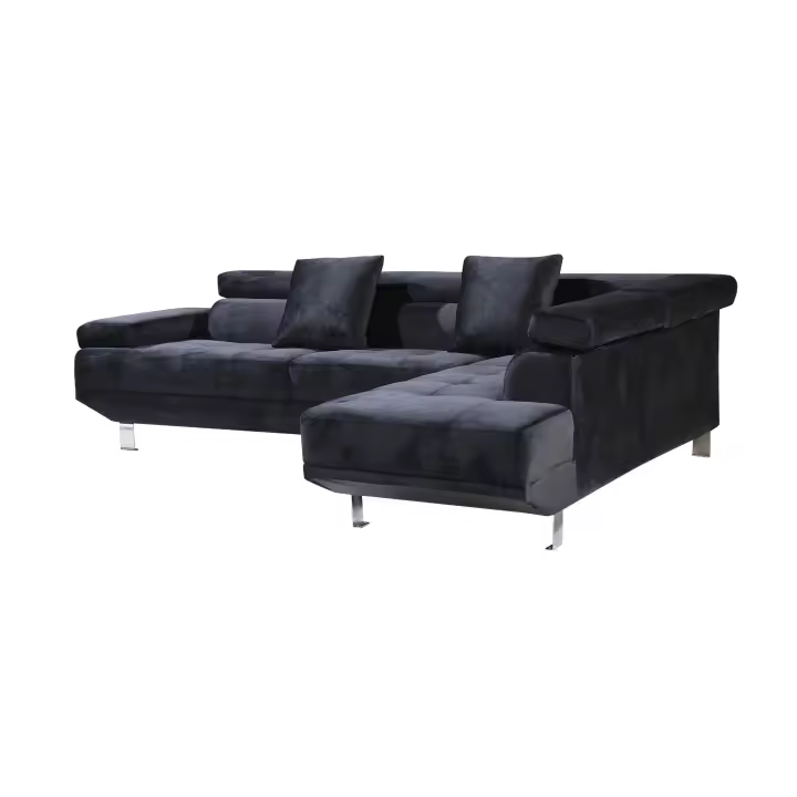 Sofa Rinconera Chaise Longue Executive negro 262x190cm vista de frente lado derecho - 1