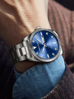 Reloj De Cuarzo Lujo Para Hombre ROMITIME Marca Original Con Dial De Diamante Y Calendario Acero Inoxidable Luminoso Resistente Al Agua - details 6