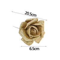 10/20Pcs Flores De Rosa Artificiales Plateadas Y Doradas Con Brillo Rosa Roja Y Rosa Para DIY Scrapbooking Decoración De Caja De Regalo - details 2