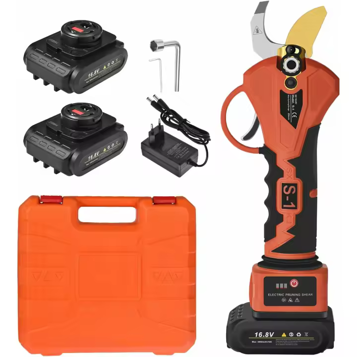 Tijeras de podar eléctricas profesionales de 16,8 V, con batería, 28 mm de diámetro de corte, 2 baterías de iones de litio de 2 Ah, 6-8 horas de tiempo de trabajo - 1
