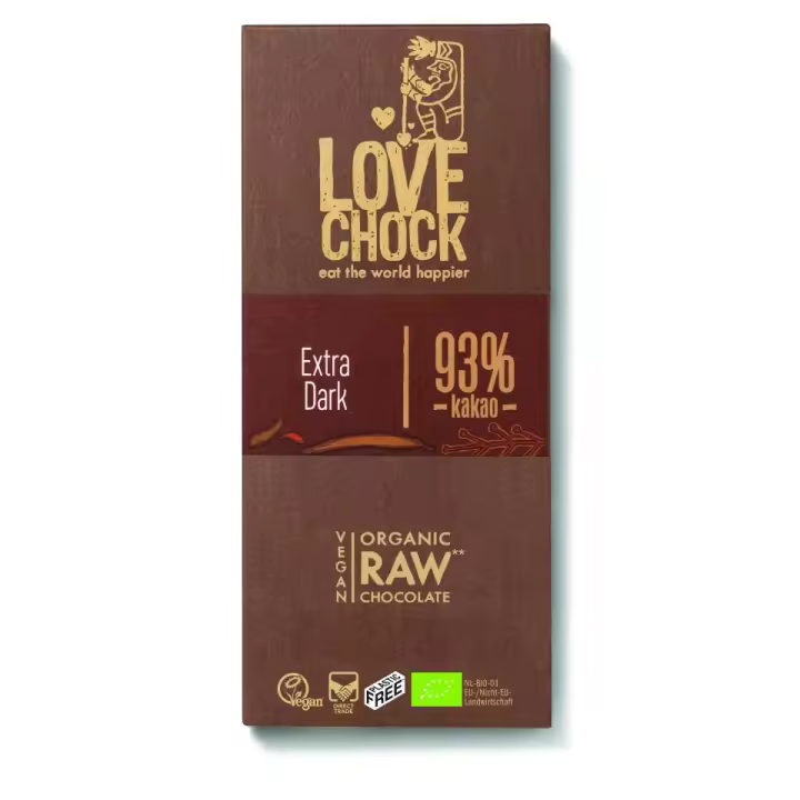 Lovechock - Tableta de Chocolate Negro 93% - Ecológico, sin azúcar refinada y sin gluten - 1
