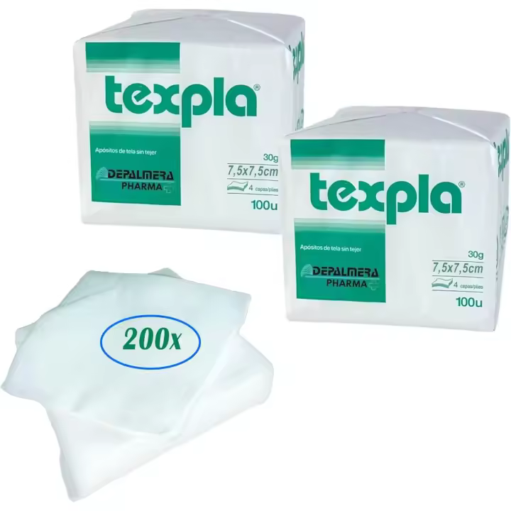 Gasas No Esteril TNT Plegada 7,5x7,5cm - Pack 200 Unidades, Gasa para Tatuaje, Belleza, Manicura, Maquillaje, limpieza Bebé, Desmaquillante, Mascota, Tiritas y Vendas. - 1