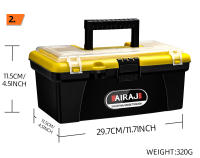 Estuche De Herramientas AIRAJ De 12 Pulgadas Caja Rígida De Plástico Profesional Organizador De Garage Multifuncional Para Eléctricos Almacenamiento De Herramientas Color Amarillo Negro - details 2