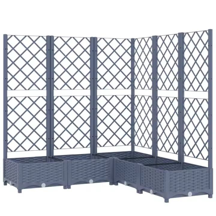 vidaXL Jardinera con enrejado PP oscuro 120x120x121,5 cm Color Gris oscuro,  Marrón,  Negro y mas - 1