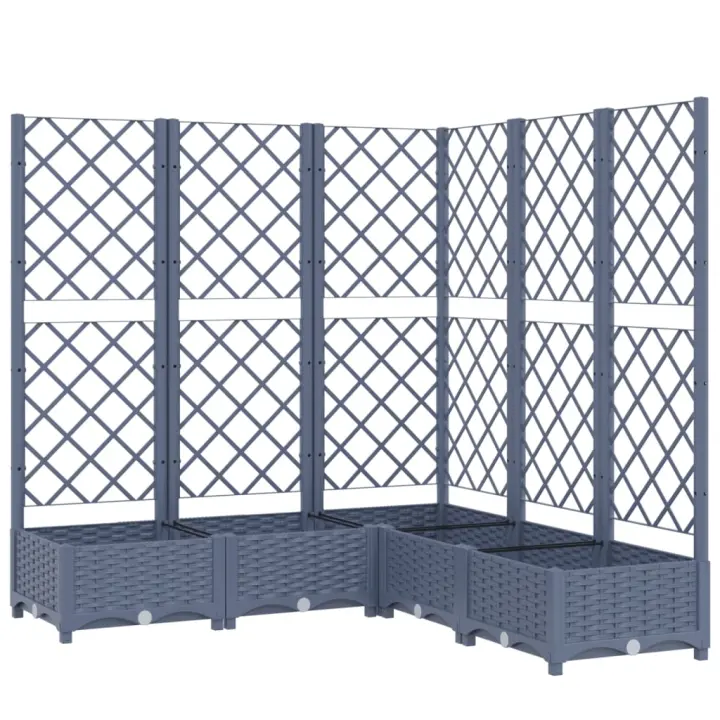 vidaXL Jardinera con enrejado PP oscuro 120x120x121,5 cm Color Gris oscuro,  Marrón,  Negro y mas - 1