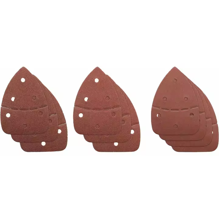 RYOBI - Juego de 10 Discos de Lijado Auto-Adherentes 140x100mm para Lijadora Triangular - Discos Abrasivos de 3 Tipos de Grano 60, 80 y 120 - Eficientes y Duraderos - SCS10A1 - 1