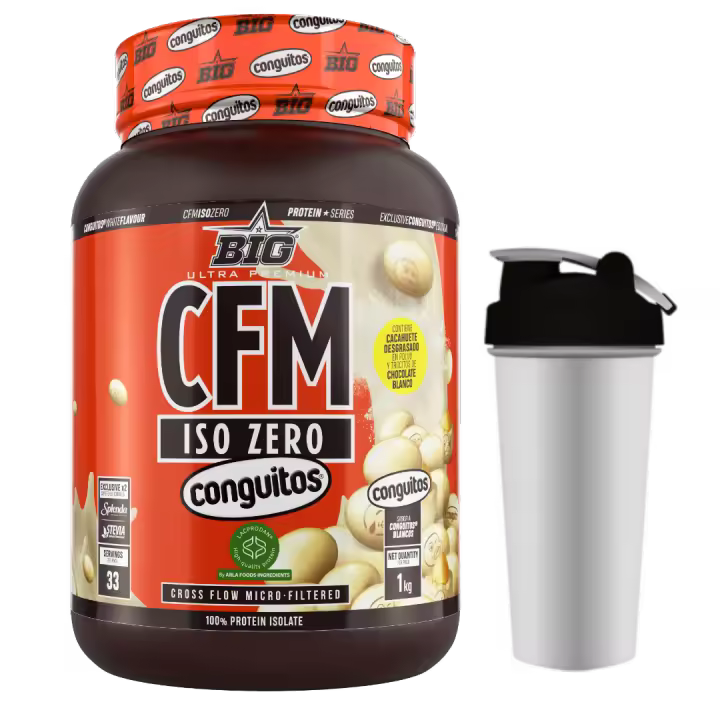 CFM ISO ZERO (1KG) Conguitos Blanco - Big + mezclador aleatorio Baja en lactosa  Baja en azúcares  Calidad garantizada  Deliciosa  Nutritiva - 1