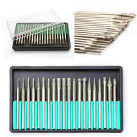 Juego De 20 Piezas De Brocas De Diamante Para Grabado Y Pulido De Vidrio Piedra Jade Con Rosca De 2.35/3mm Punto Agujas Herramienta Rotatoria - details 4