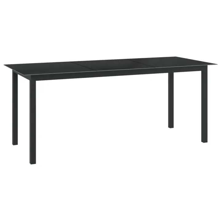 Mesa de Jardín de Aluminio y Vidrio Negro 190x90x74cm - 1