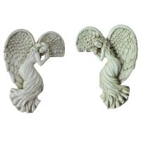 2PCS Escultura De Ángel En Resina Blanco Para Decoración De Hogar Y Regalos Arte De Puerta O Mesa Bellas Alas De Ángel - details 0