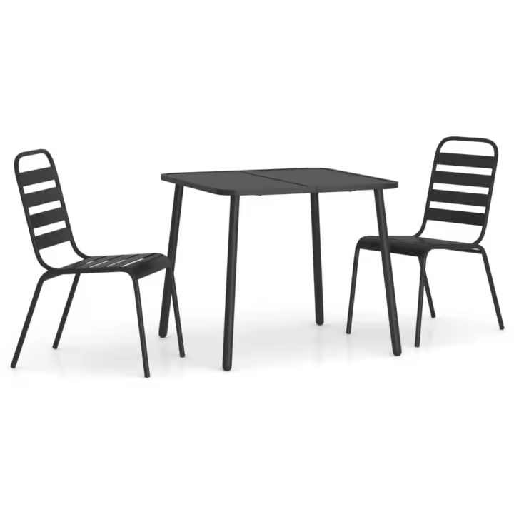 vidaXL Juego de comedor de jardín 3 piezas acero gris antracita - 1