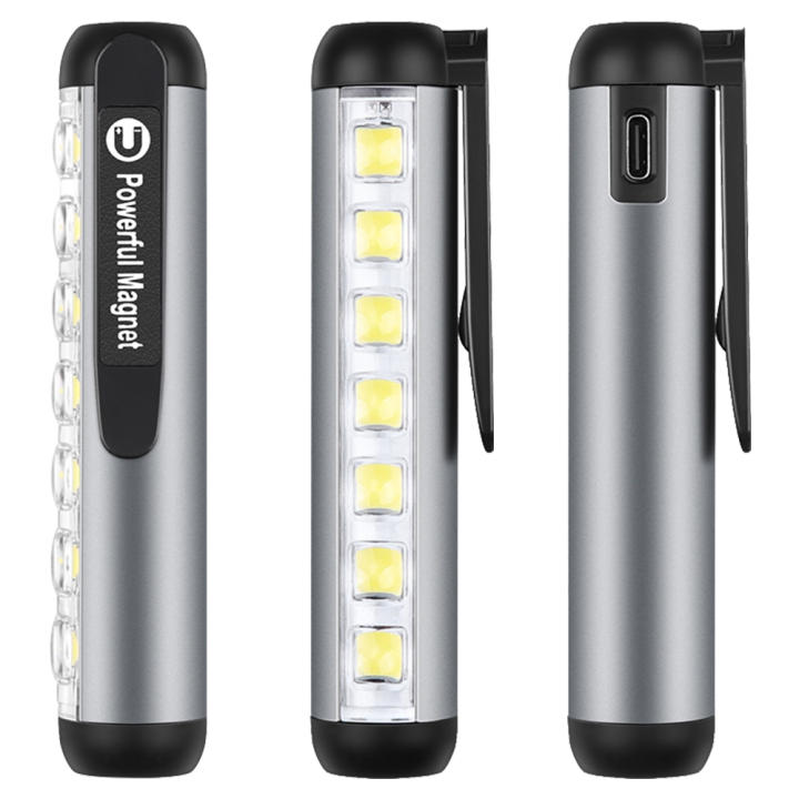 BORUiT MiniLinterna LED Portátil Recargable Con Clip Y Imán Luz De Trabajo Impermeable Para Campinglampara De Montaña Ultra Brillante