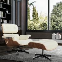 TY324 XL  Leisure Recliner Light Walnut Armchair With Ivory White Cowhide Black Big Head Foot Swivel Deck Chair Furniture Ergonomic Design Office Lunch Break Chair Living Room Comfort Lounge Chair Genuine Top Layer Cowhide Aluminum Alloy Big Head Feet - details 8