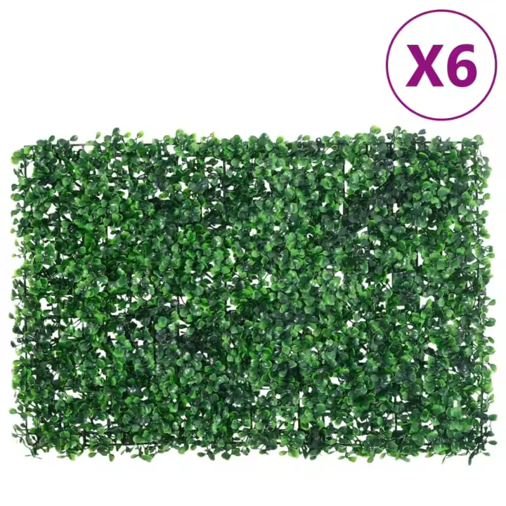 vidaXL Valla de Hojas de Arbusto Artificial Enrejados (6 unidades) Verde Dimensiones 40 x 60 cm, 50 x 50 cm - 1