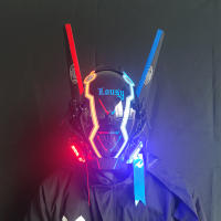 Máscara De Cosplay Cyberpunk Con LED Y Pelucas Dreads Espada Ninja Samurai Regalo De Navidad Y Cumpleaños Para Adultos Unisex - details 6