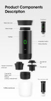 Cafetera Portátil de Cápsulas Espresso Eléctrica, cafetera de viaje para camping, cafetera de coche, USB-C de Caja autocalentable con café molido y cápsulas para caravanas, senderismo, oficinas - details 8