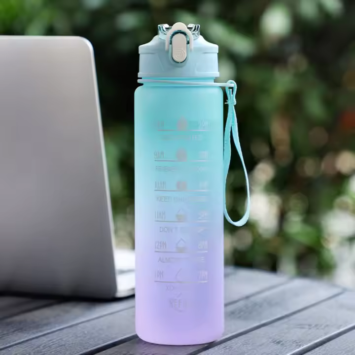 Botella De Agua Deportiva Motivacional 750ml/1000ml Chorro Fuera De Leche Resistente Al Desbordamiento Para Ciclismo Senderismo Viajes Al Aire Libre - 1