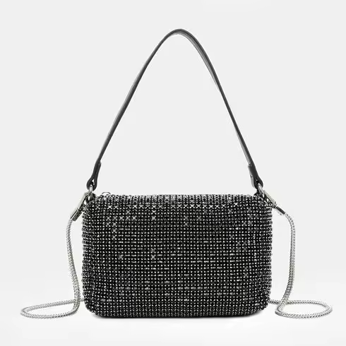 1990s Bolso de Mano de Fiesta con Piedras Brillantes y Labios o Corazones - 1