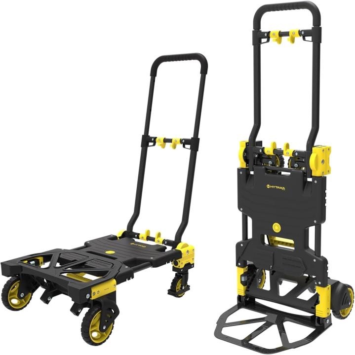 FOLD MAX 2 en 1 Carro de Equipaje Profesional Plegable, Carro/Plataforma Transformable de 2-4 Ruedas, Transportador Compacto Resellable para Todo, Capacidad de Carga de 70/137 kg, para Cajas, Paquetes y Madera Duradero
