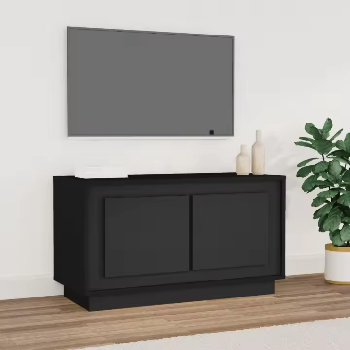 vidaXL Mueble para TV madera contrachapada negro 80x35x45 cm - 1