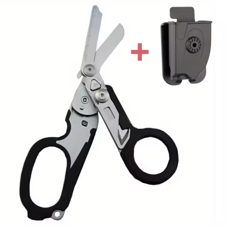 Tijeras De Trauma Multiusos Plegables Con Funda Compatible Herramientas De Emergencia Pesadas Para Camping Y Socorro - 1