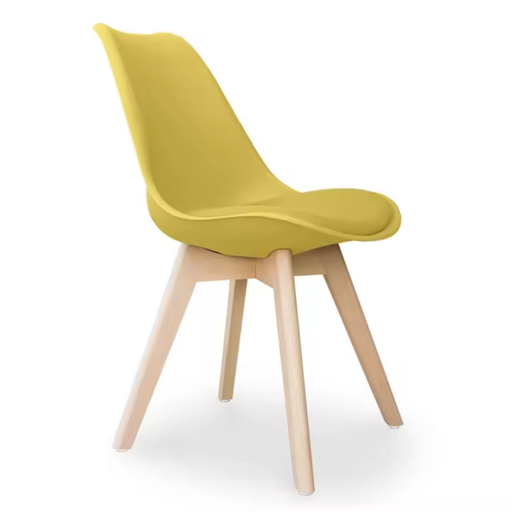 ORION91 Silla SIRIO Color Mostaza Acolchado Piel Sintética y Patas Haya 54x81x48cm Comedor Oficina Salón Teletrabajo Cocina - SpazioLuzio - 1