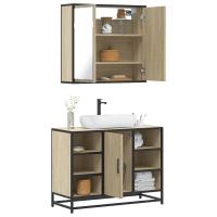 vidaXL Set de muebles baño 2 pzas madera contrachapada en color Marrón roble/Gris sonoma/Roble Sonoma y más | almacenamiento funcional diseño moderno para baño dormitorio sala - details 2