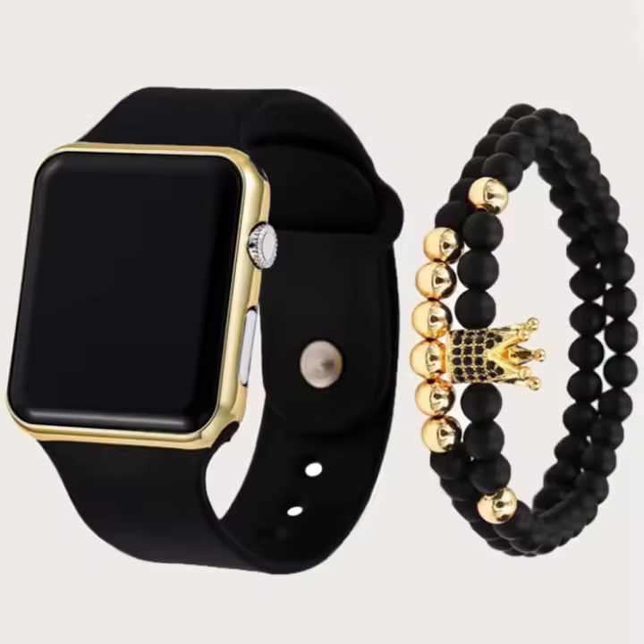 Reloj Electrónico De Moda Con Correa De Plástico Negro Y Pantalla Cuadrada Reloj Digital De Cuarzo Para Hombres Y Mujeres - 1