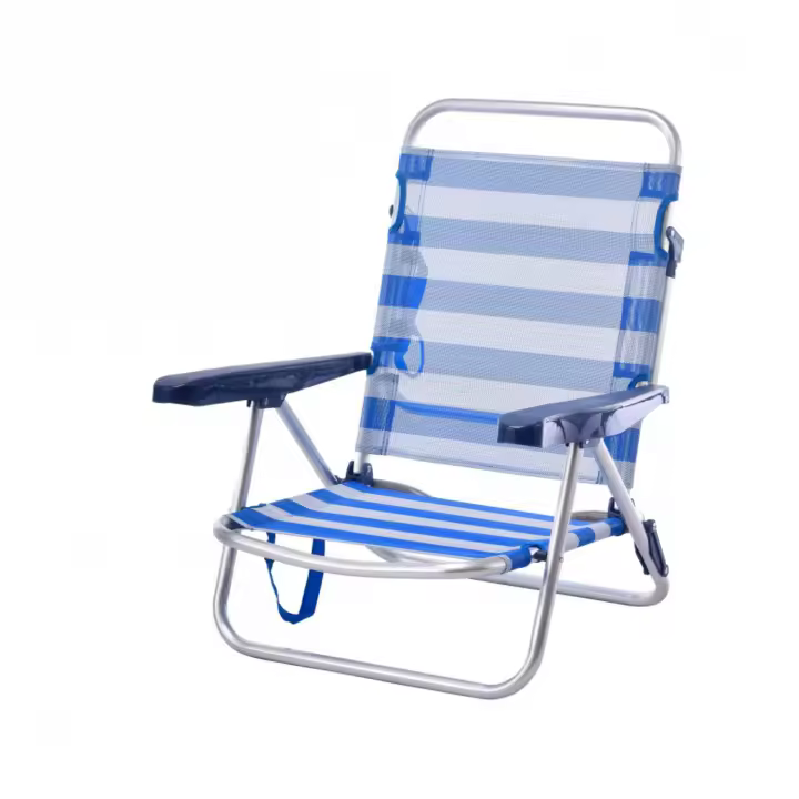 Sillas Playa Plegable Convertibles en Cama de Aluminio y Textileno 53x20x78cm con pieza tope antivuelco - 1