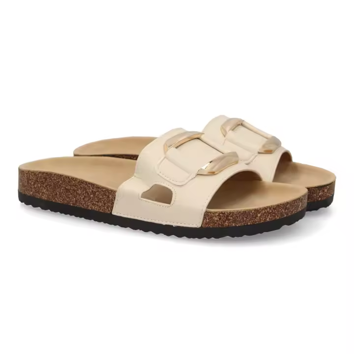 PuntoSalao Sandalias planas cómodas suela bio para mujer color beige VR5-1756 - 1