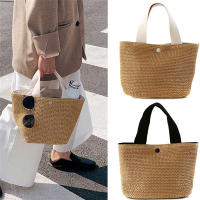 Bolso de hombro trenzado para viaje, bolsa de playa de gran capacidad, estilo trenzado de paja, a la moda, 01 - details 0