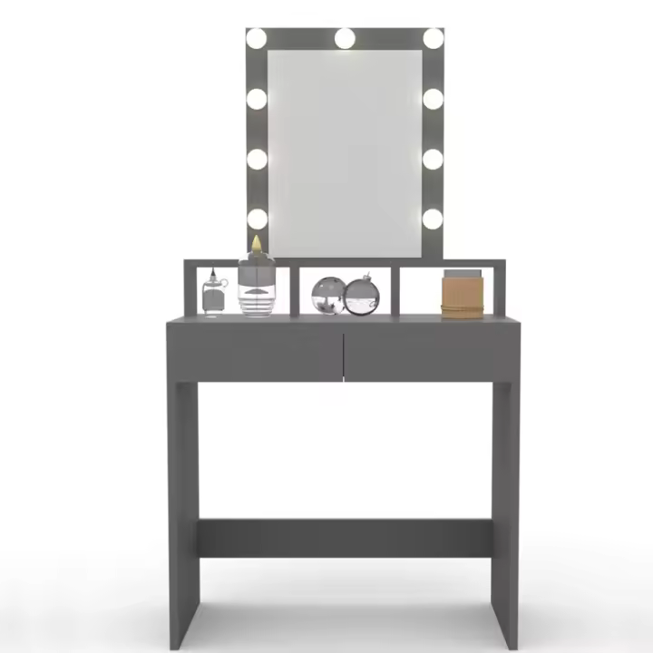 Dormidan - Tocador con espejo, mesa de maquillaje, luces led, dos cajones - 1
